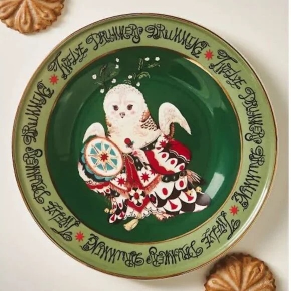 I Phannapast  Anthropologie Twelve Days of Christmas  Dessert Plate  Drummer